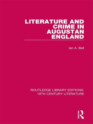 cover image of Literature and Crime in Augustan England